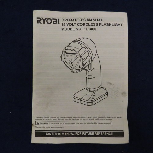 Ryobi operator manual - manual, 18v
